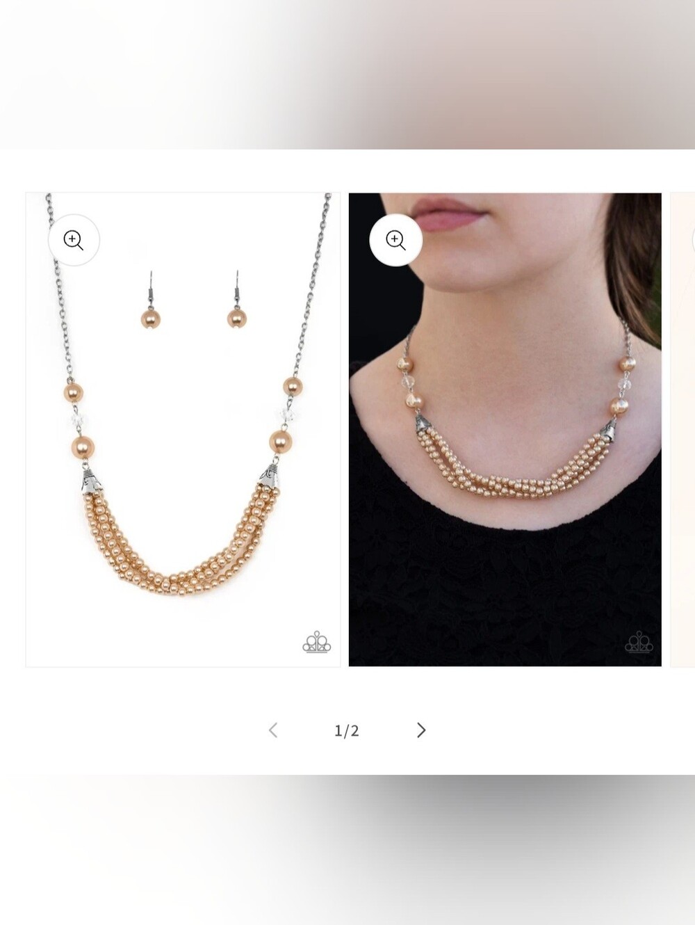 Champagne Brown Multi-Strand Pearl Necklace